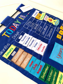 Today is English Fabric Calendar Wall Chart Blue Early Math Cognitive Language Developmental Toys for Toddlers Best Seller 3yrs+
