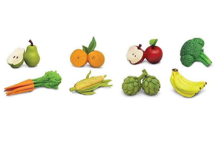 Tube of 8 Fruits & Vegetables Figurines Montessori Language Learning Figurines by Safari Ltd Toob Range 3yrs+
