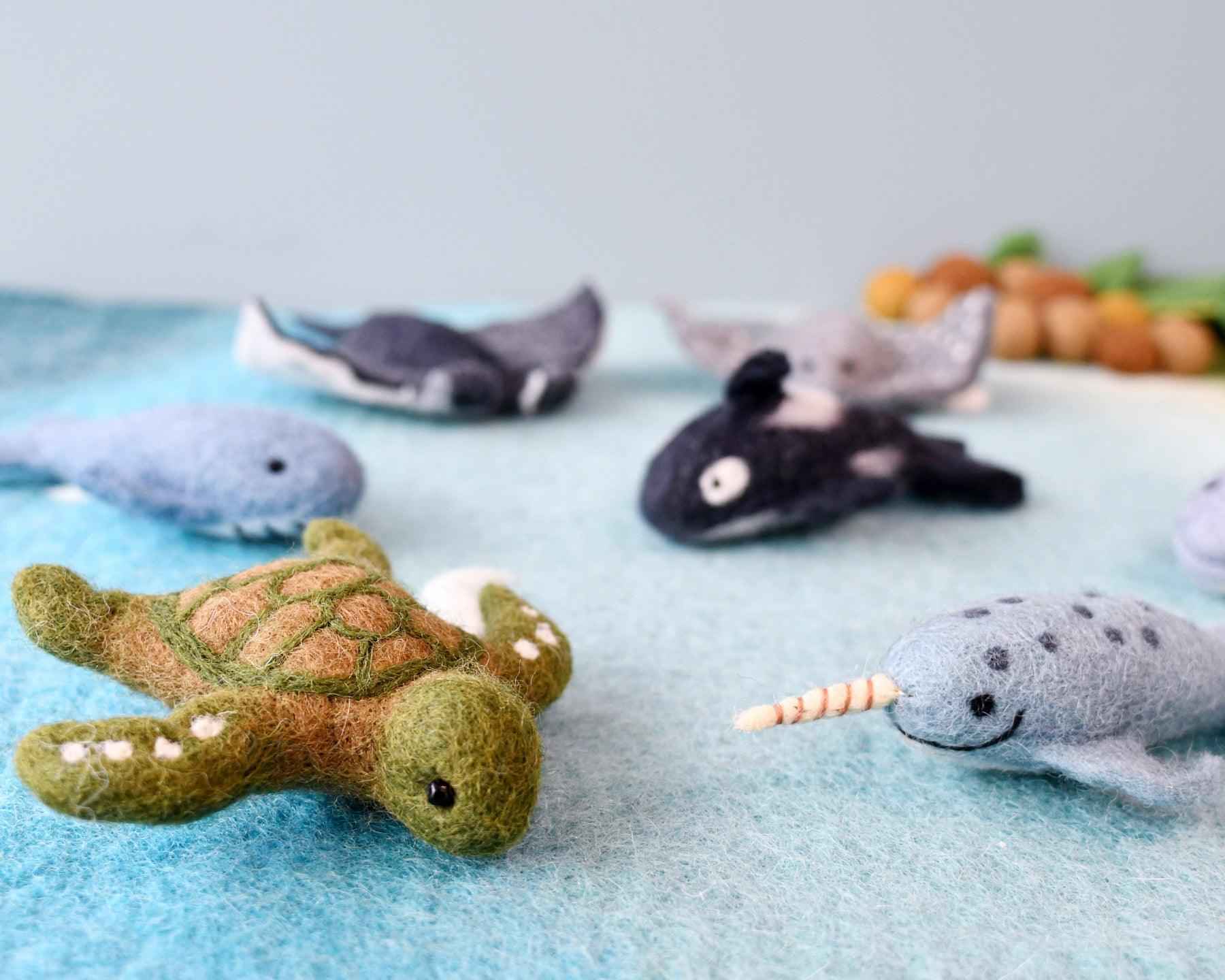 Tara Treasures Felt Sea Creatures Set of 7 Pretend & Imaginative Play Ocean Felt Animals 3yrs+