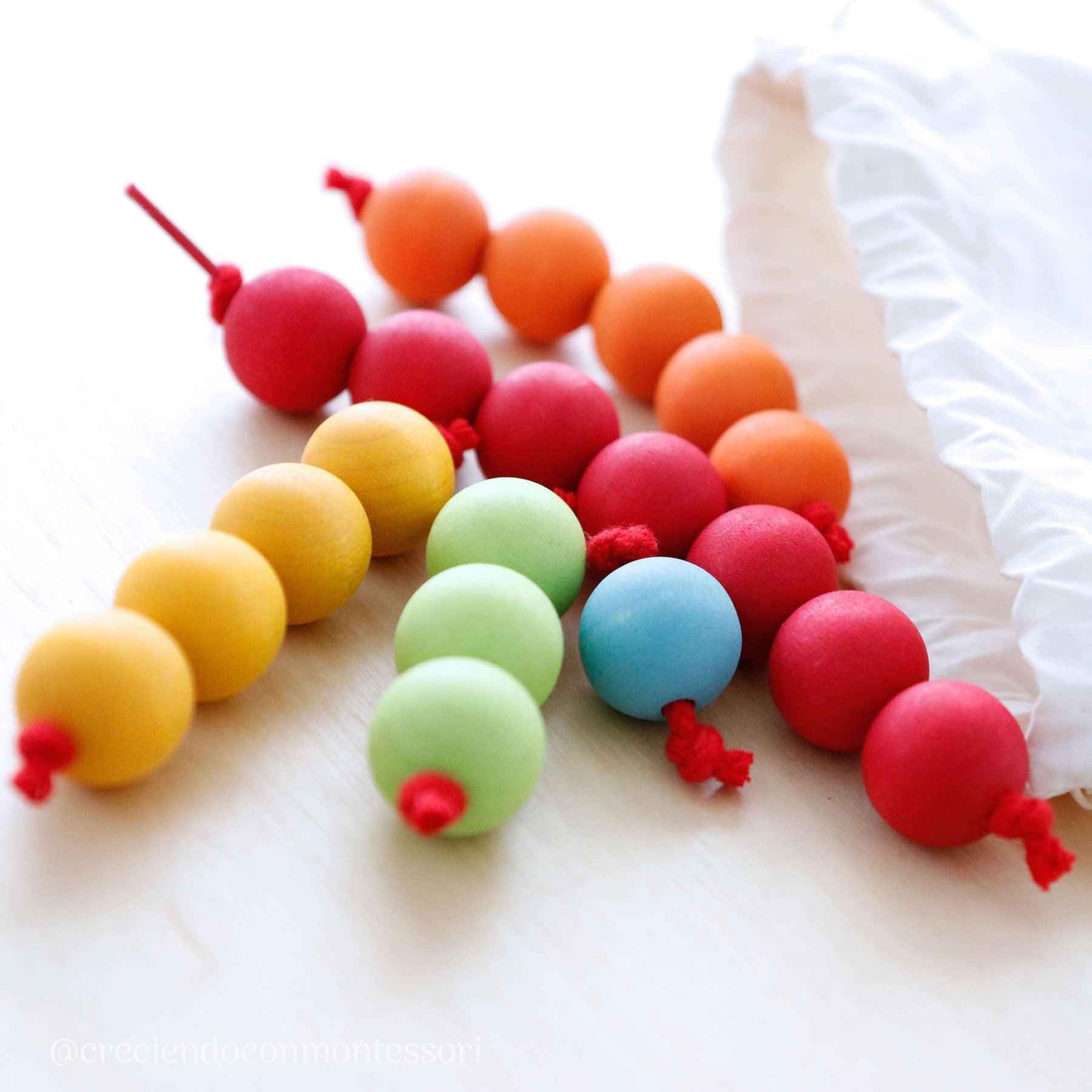 Grimm's Threading Bead Colourful Stair Hand-Eye Coordination Motor Skills Cognitive Early Math Games for Kids 3yrs+