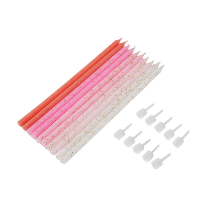 10 Pack Glitter Candles - Pink