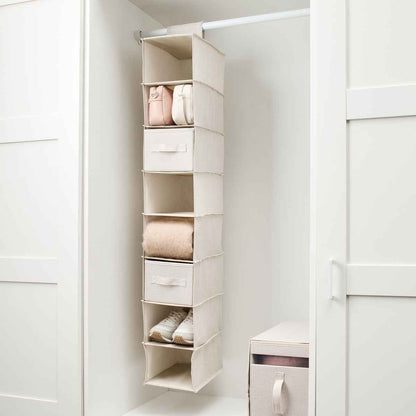 Linen Look Narrow Hanging Shelving with Drawers