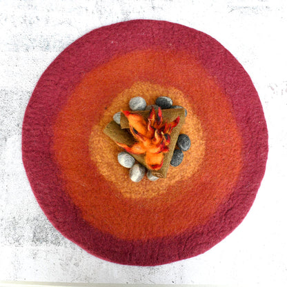 Tara Treasures Felt Campfire Play Mat Playscape 40cm Diameter Pretend & Imaginative Play Toys 3yrs+