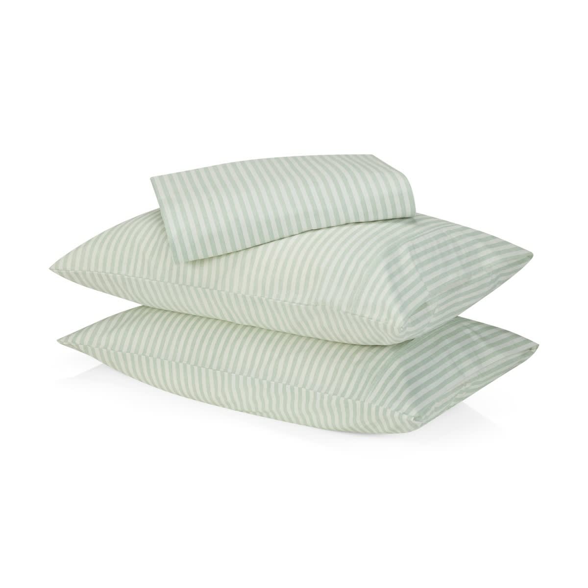 250 Thread Count Stripe Cotton Sheet Set - King Bed, Sage