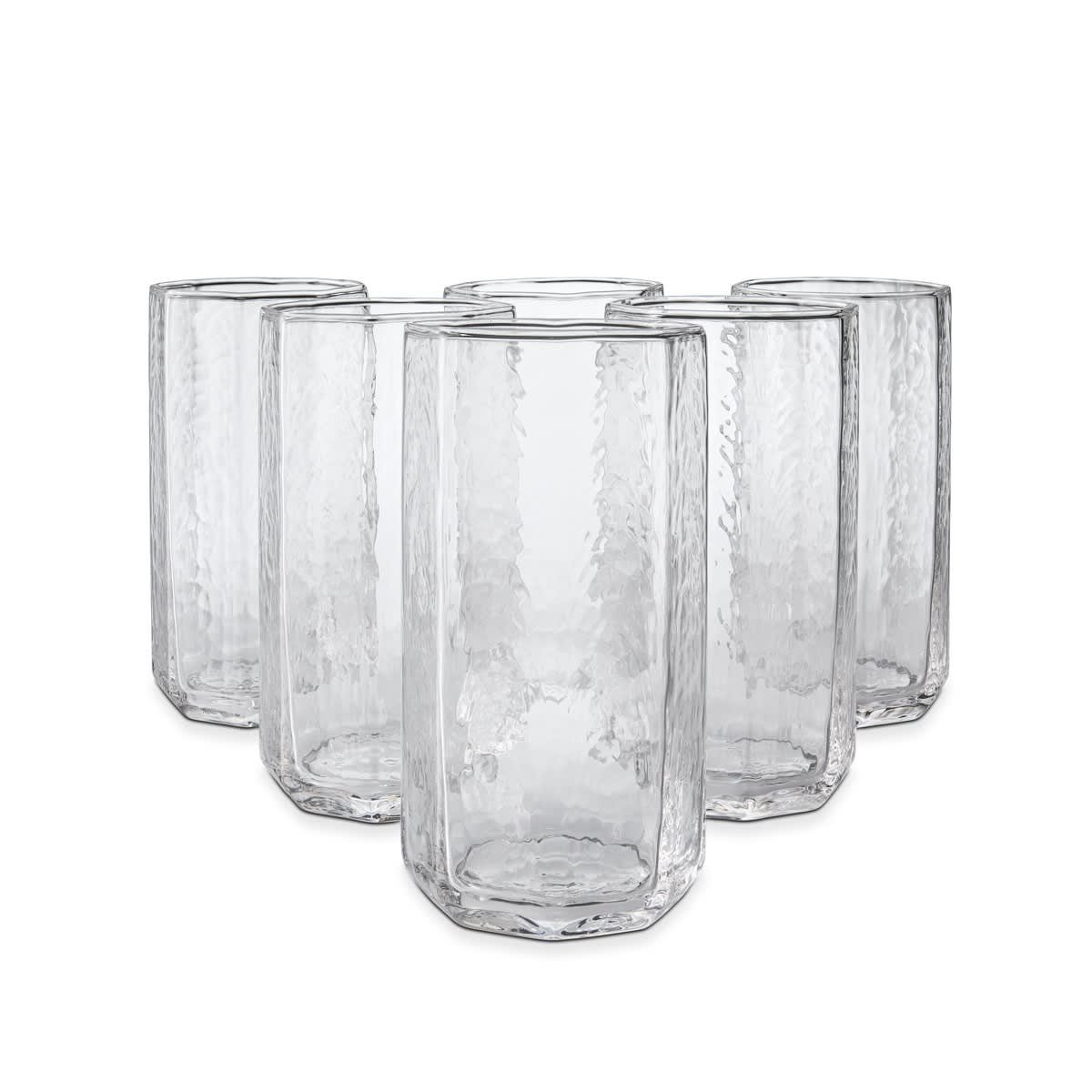 6 Clear Octagon Hiball Glasses
