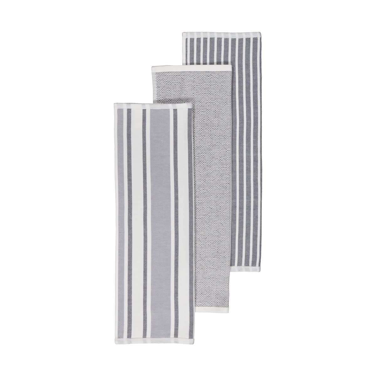 3 Pack Grey Stripe Tea Towels