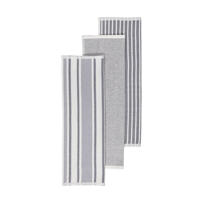 3 Pack Grey Stripe Tea Towels