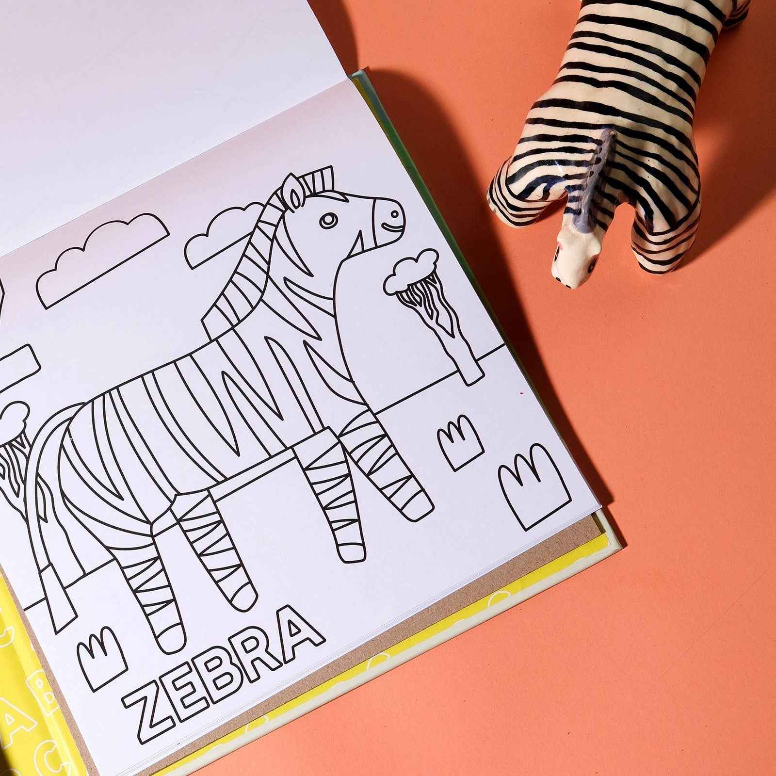 Alphabet Safari Colouring Activity Kit with 8 Markers and 32 Colouring Pages by Journey Of Something Art and Craft for Kids Travel Toys Early Literacy 3yrs+