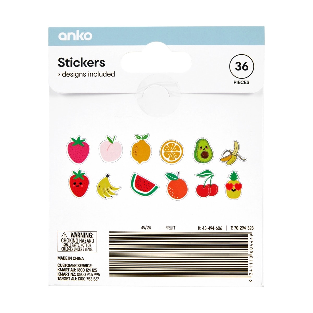 36 Piece Stickers - Fruits