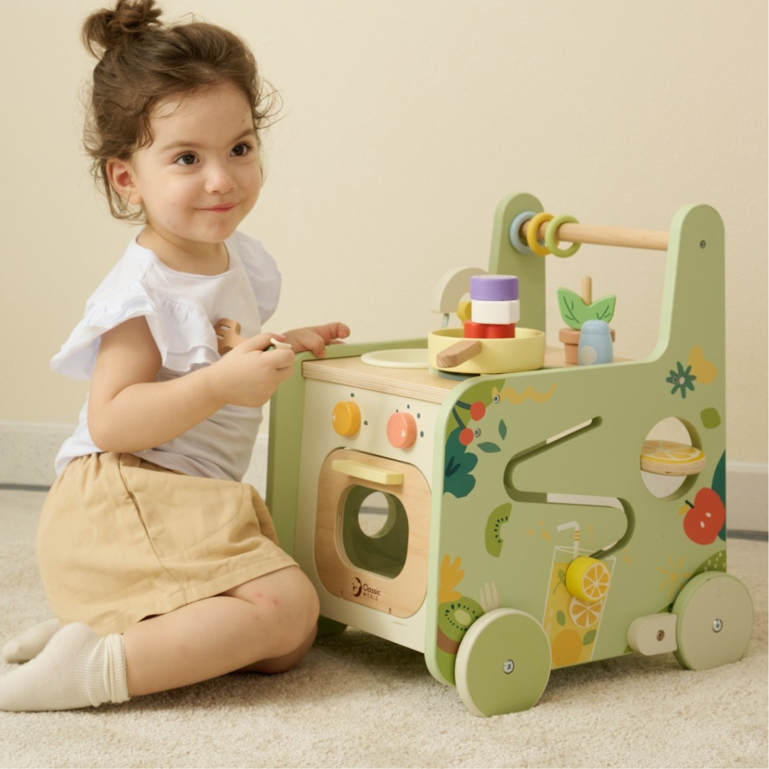 Classic World 2 in 1 Kitchen Walker with Activities Baby Walker Motor Skills Developmental Toys Baby Toys 12m+