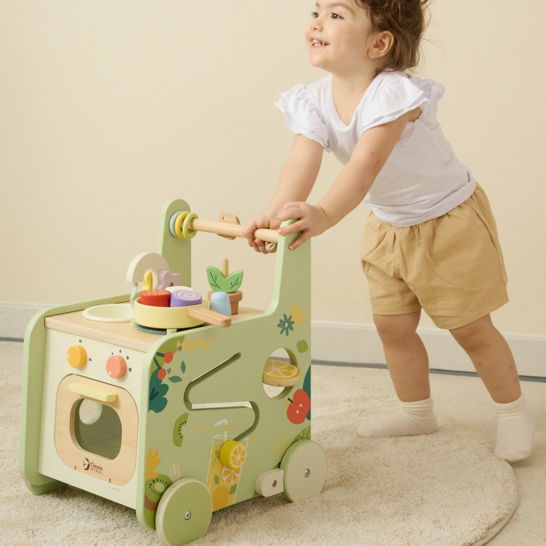Classic World 2 in 1 Kitchen Walker with Activities Baby Walker Motor Skills Developmental Toys Baby Toys 12m+