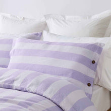 Stripe Linen Cotton Quilt Cover Set - King Bed, Lilac