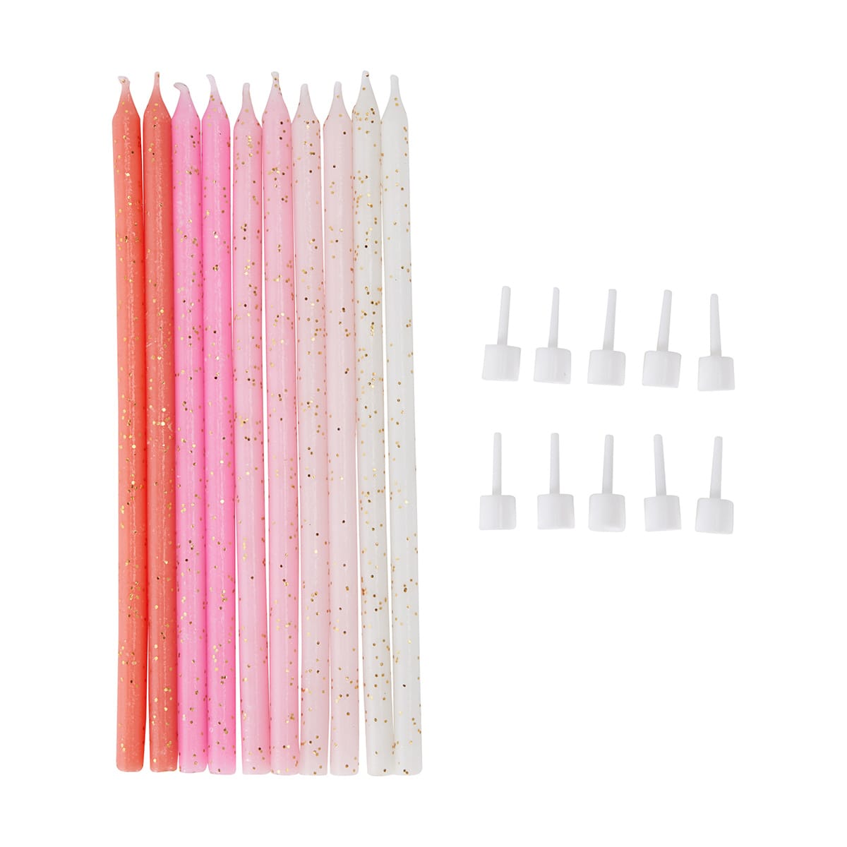 10 Pack Glitter Candles - Pink