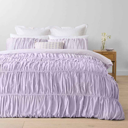 Arlo Cotton Quilt Cover Set - Queen Bed, Lilac
