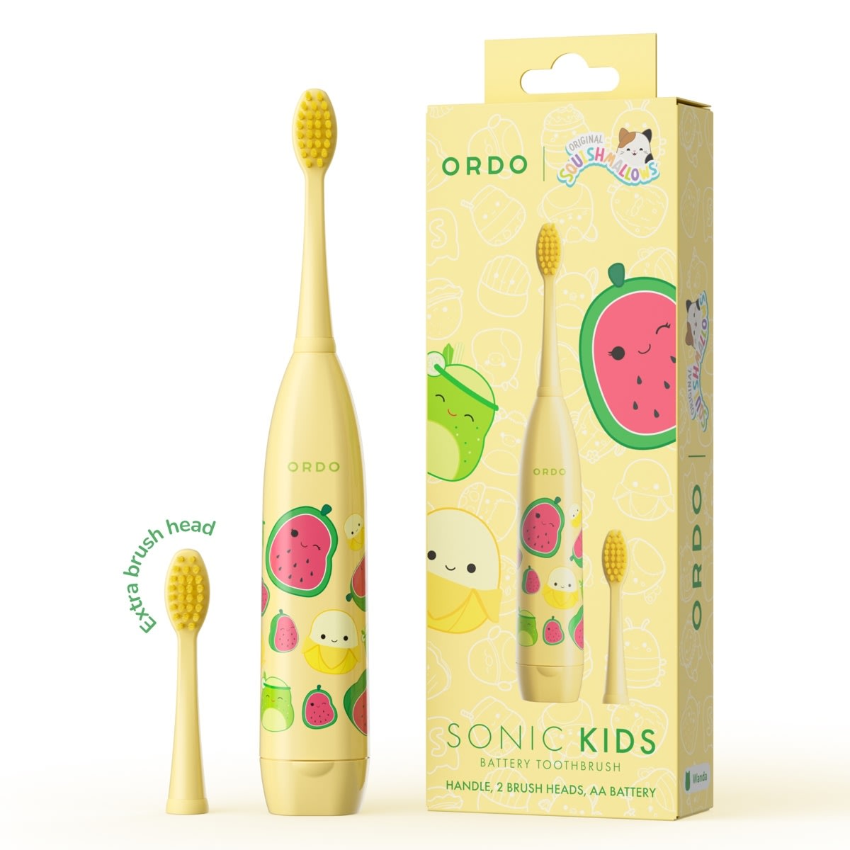 Original Squishmallows Ordo Sonic Kids Battery Toothbrush - Wanda