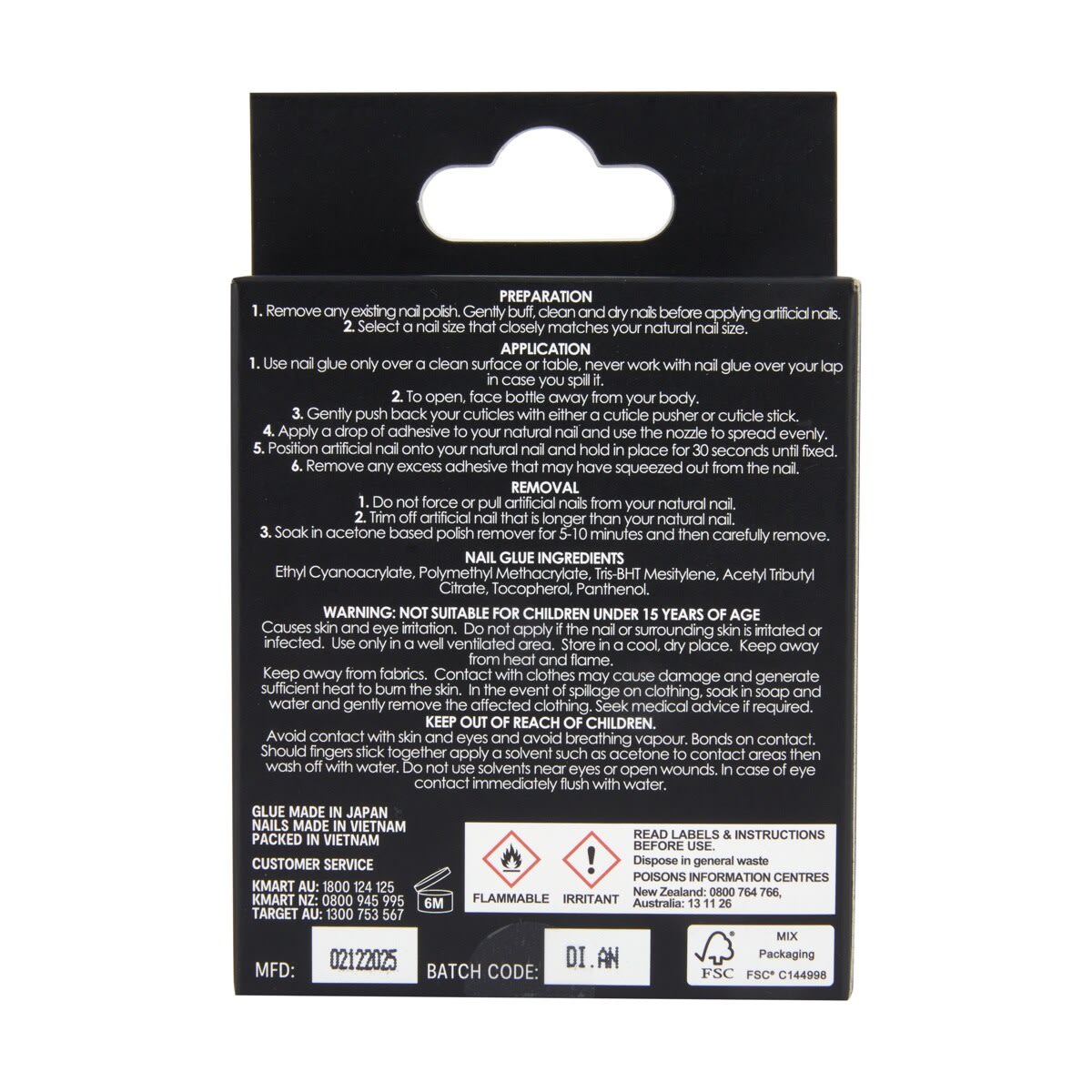 OXX Cosmetics 24 Pack Artificial Nails with Adhesive - Coffin Shape, French Tip