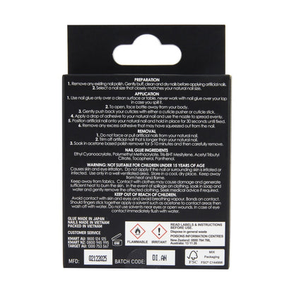 OXX Cosmetics 24 Pack Artificial Nails with Adhesive - Coffin Shape, French Tip