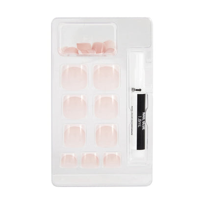 OXX Cosmetics 24 Pack Artificial Toenails with Adhesive - French Tip, Pink