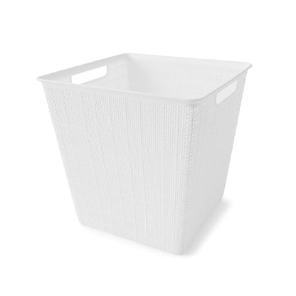 15.5L Linen Weave Rectangle Basket - White