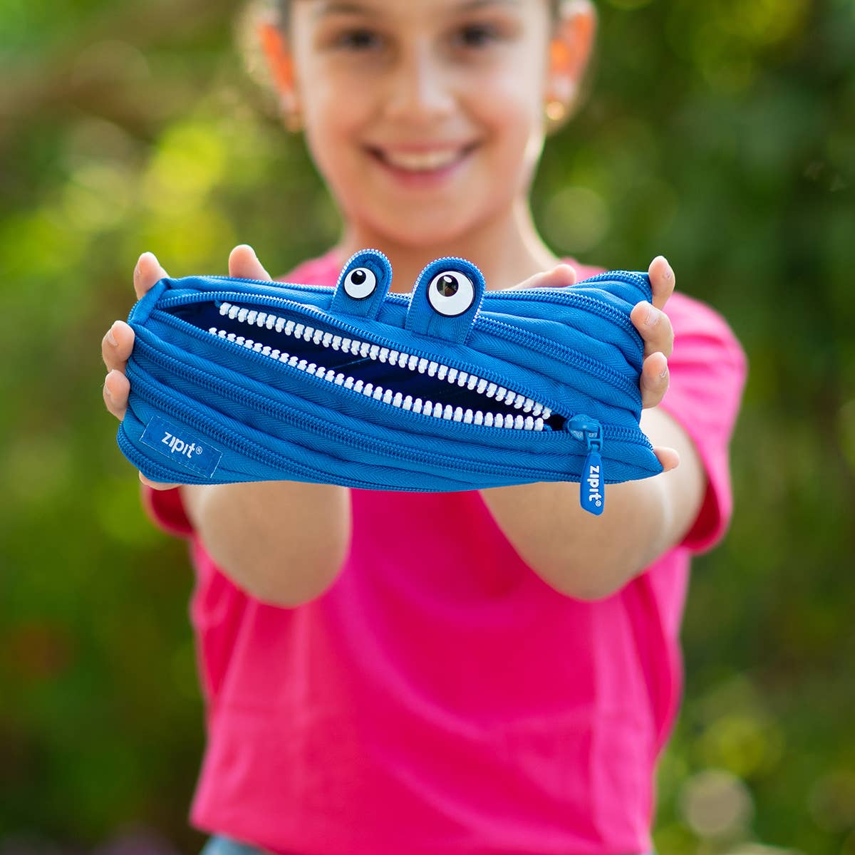 ZIPIT Monster Pencil Case Blue Stationary 3yrs+