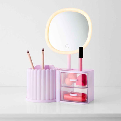 Cosmetic Organiser with Mirror - Lilac