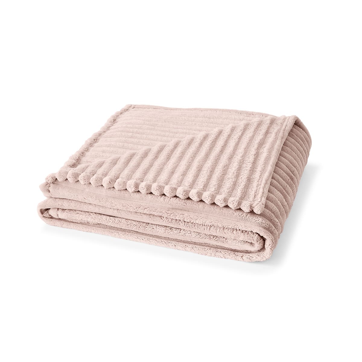 Plush Ribbed Blanket - Double/Queen Bed, Pink