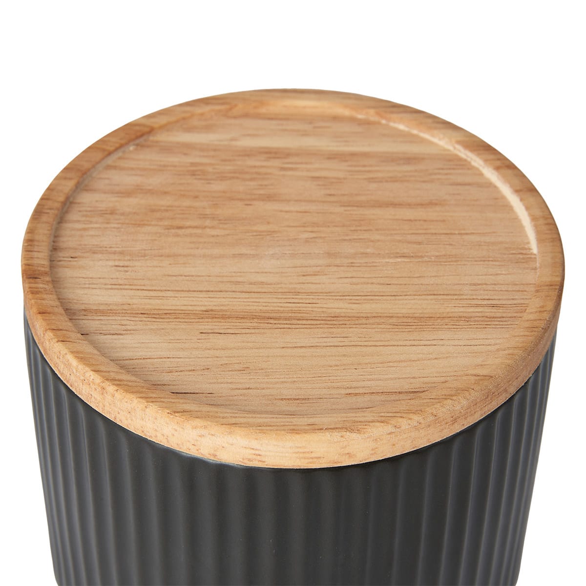 Small Black Ribbed Canister