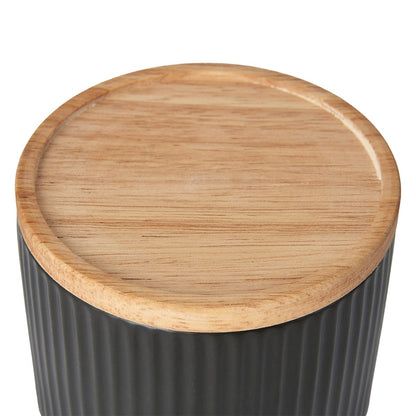 Small Black Ribbed Canister