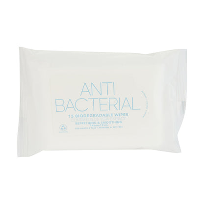 15 Pack Refreshing & Smoothing Wipes - Anti Bacterial