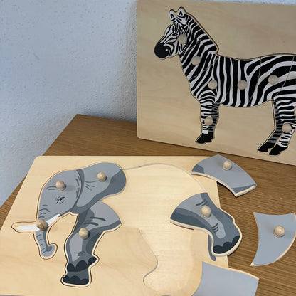 Viga Toys Montessori Wooden Elephant Knob Puzzle 8pcs Developmental Toys Baby Toys 18m+