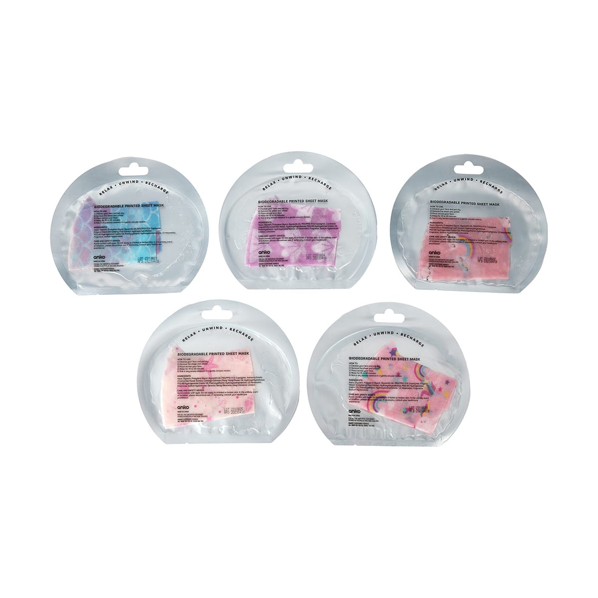 5 Pack Magical Moments Printed Sheet Masks