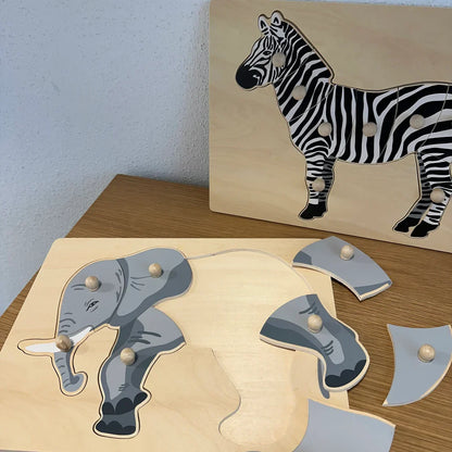Viga Toys Montessori Wooden Elephant Knob Puzzle 8pcs Developmental Toys Baby Toys 18m+
