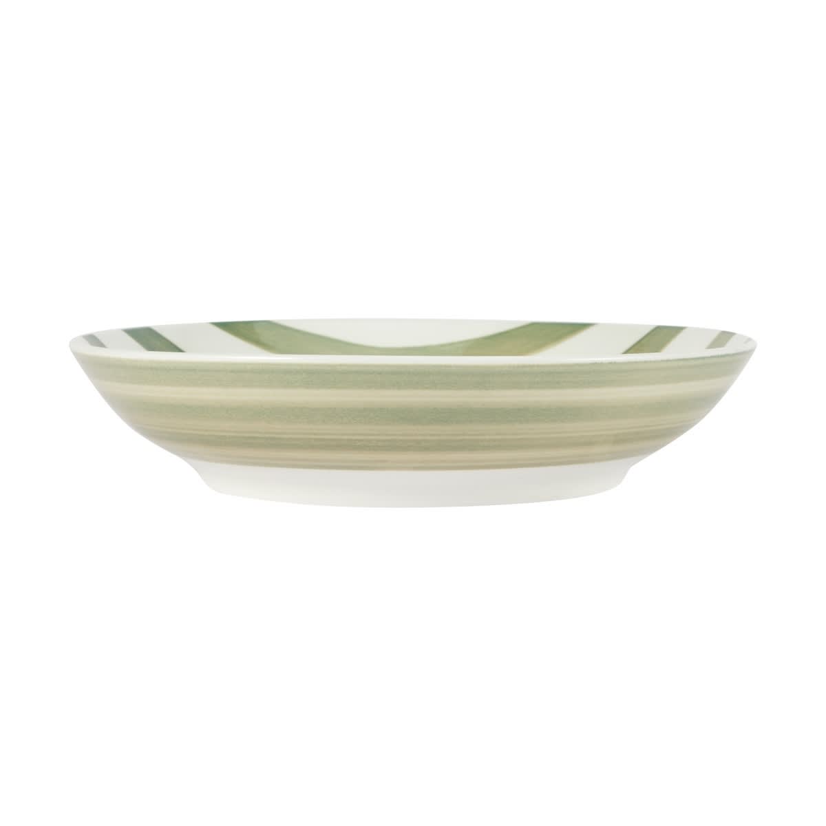 12 Piece Green Stripe Dinner Set