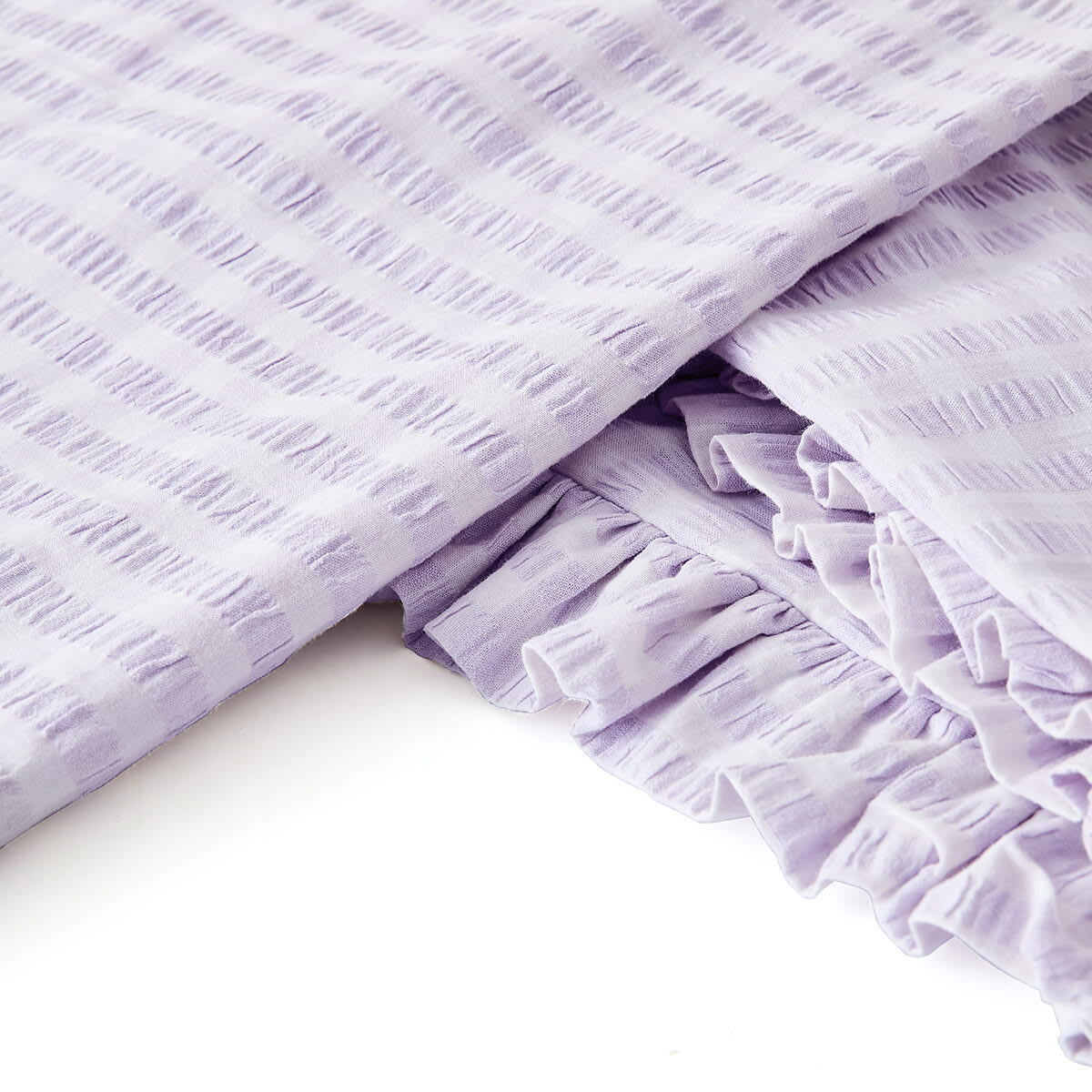 Gingham Ruffle Cotton Quilt Cover Set - Queen Bed, Lilac
