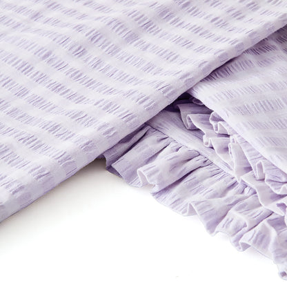 Gingham Ruffle Cotton Quilt Cover Set - Queen Bed, Lilac