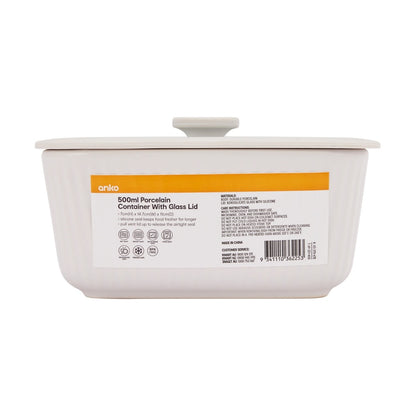 500ml Porcelain Container with Glass Lid