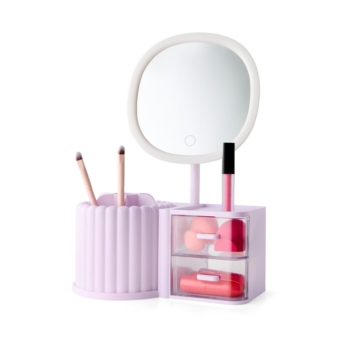 Cosmetic Organiser with Mirror - Lilac
