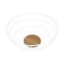 Off White and Acacia Fruit Bowl