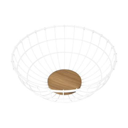 Off White and Acacia Fruit Bowl