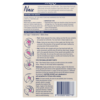 40 Pack Nair Large Wax Strips Sensitive Formula