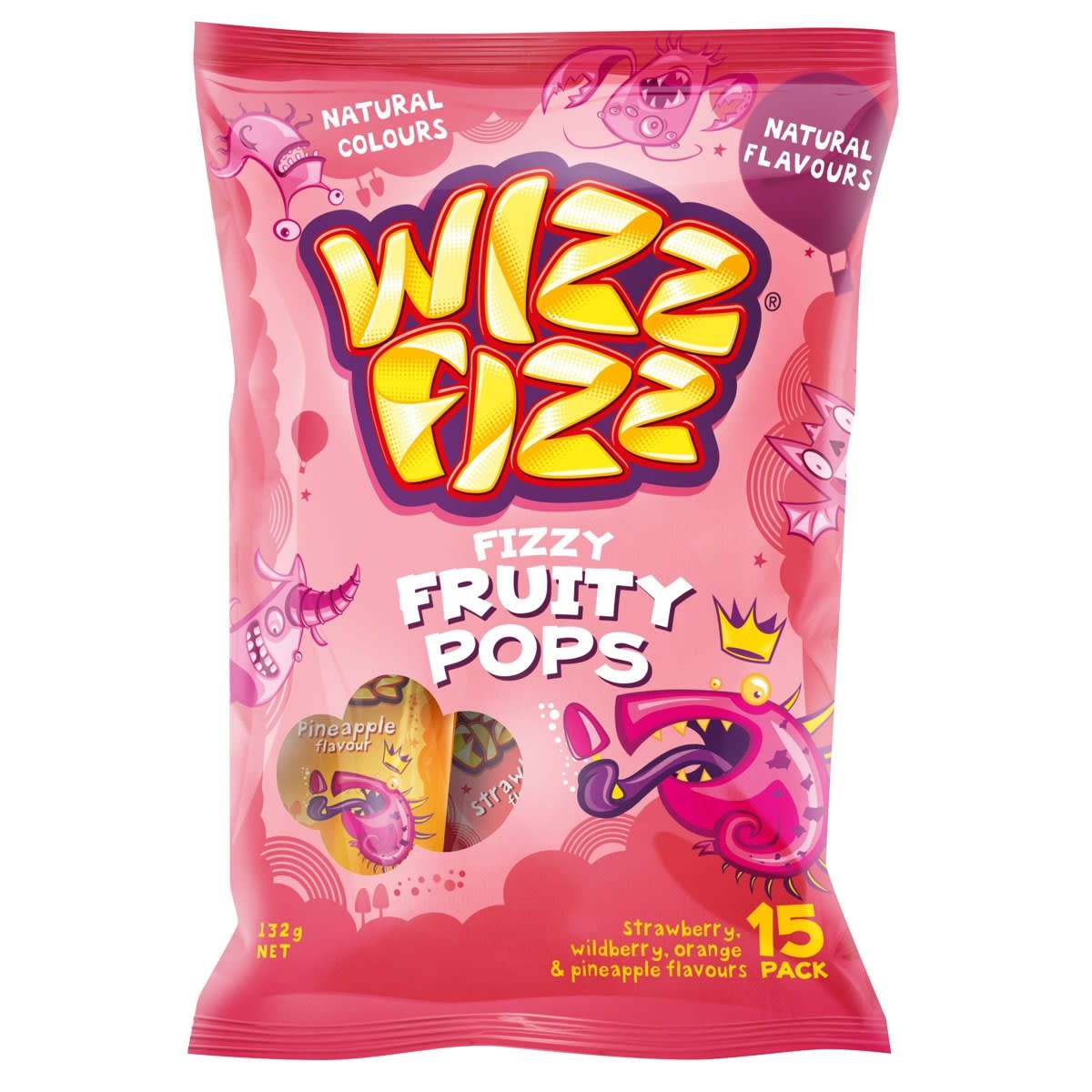 15 Pack Wizz Fizz Fruity Pops 132g
