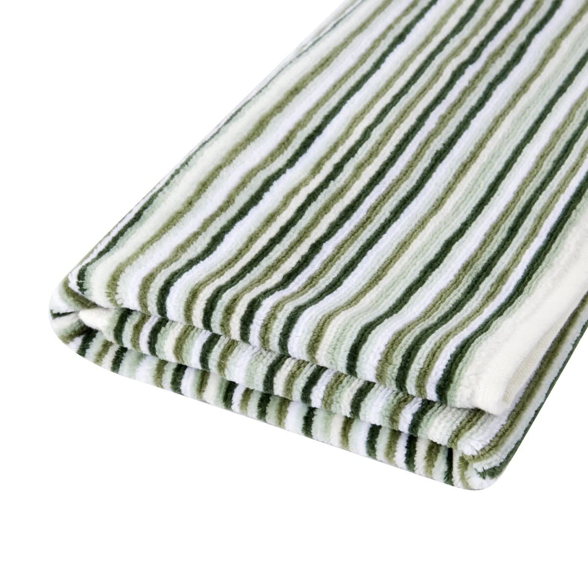 Mini Stripe Cotton Reversible Hand Towel - Green