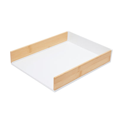Bamboo and Plastic Desk Tray - White