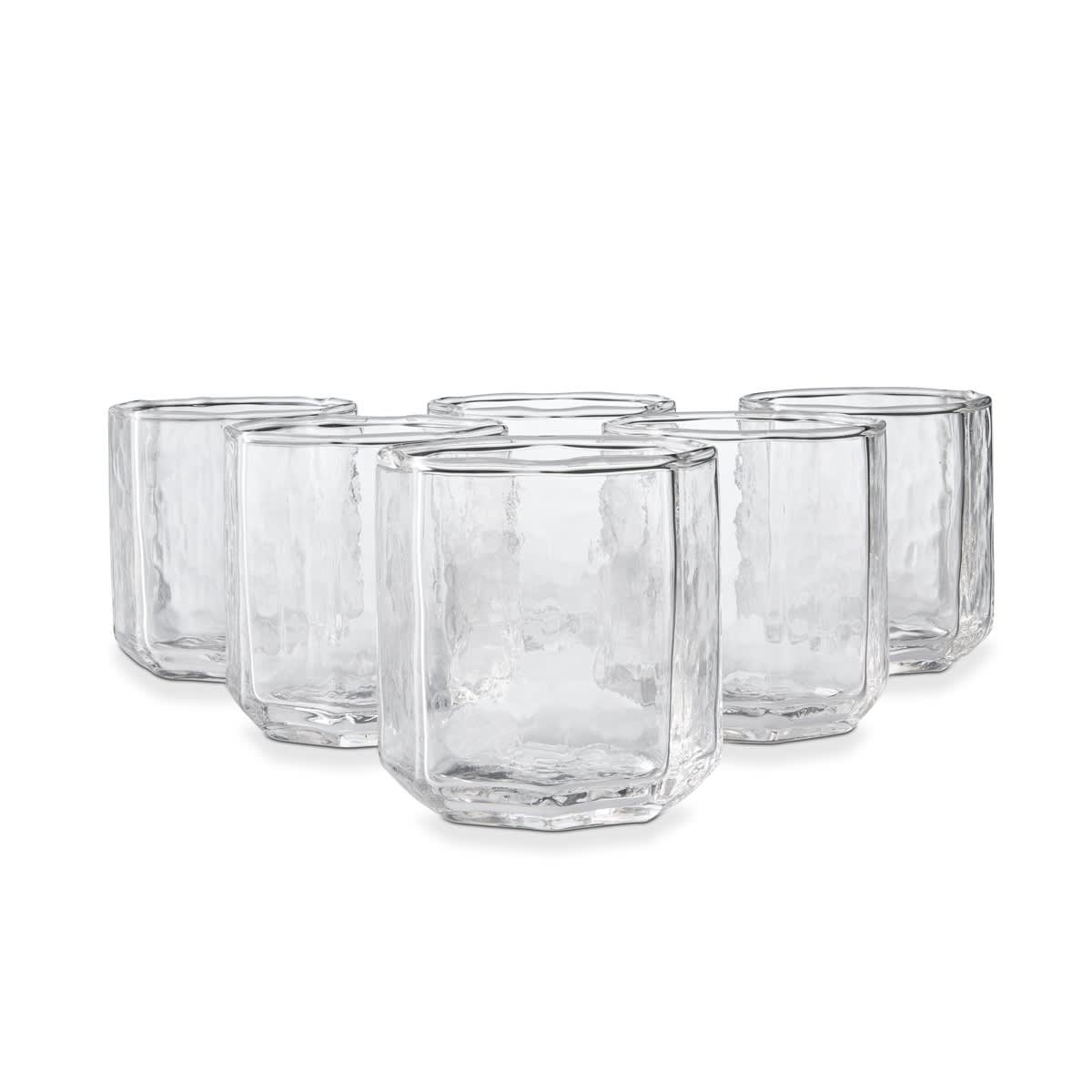 6 Clear Octagon Tumbler Glasses