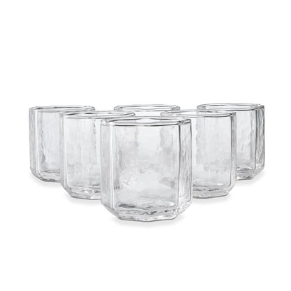 6 Clear Octagon Tumbler Glasses