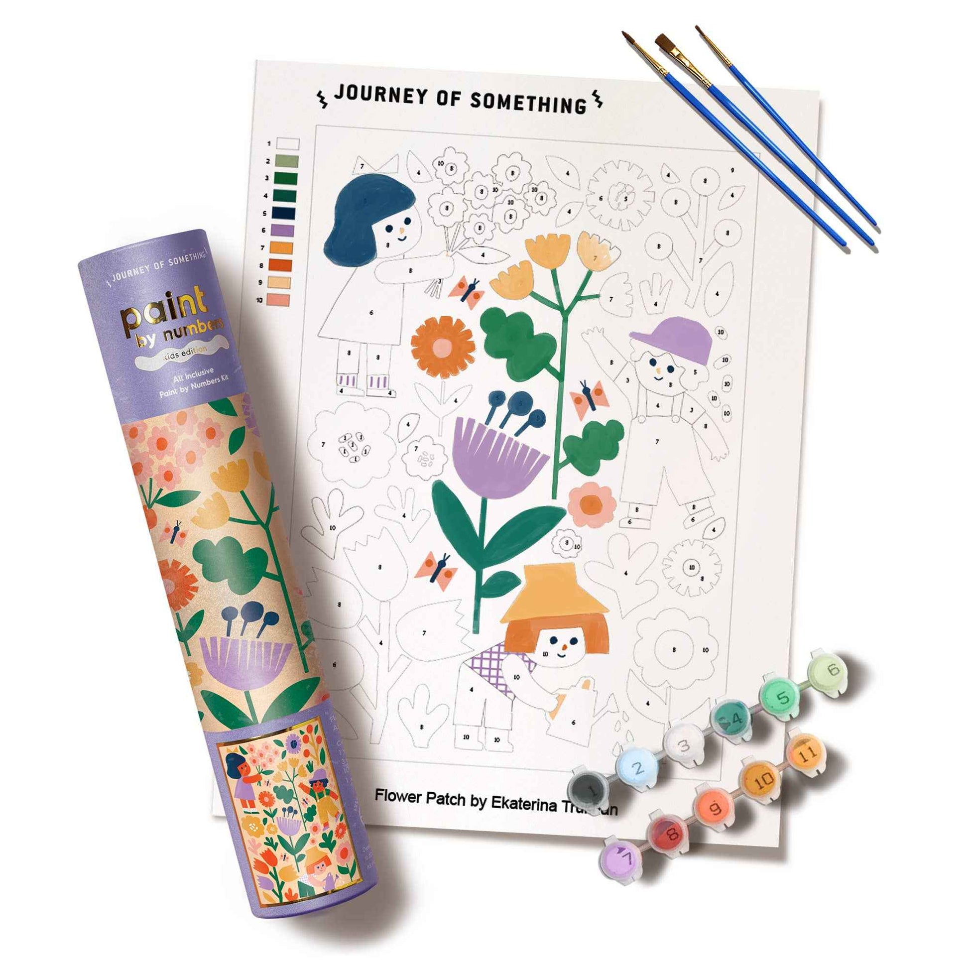 Paint by Numbers Flower Patch Kids Activity A4 Canvas Size by Journey Of Something Art and Craft for Kids Gifting Idea for 5yrs+