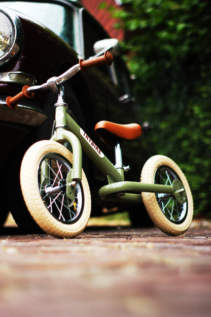 TryBike Trike Vintage GREEN 2 in 1 Balance Bike Kids Toddler Bike Best Seller 18mths-6yrs (Bulky Shipping)