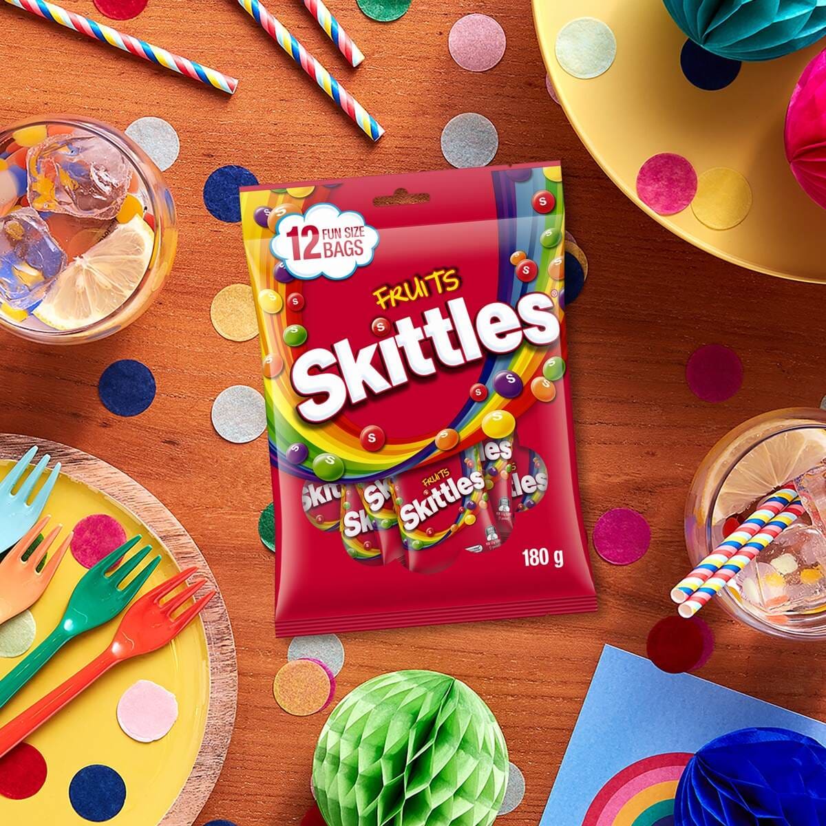 12 Pieces Skittles Fruits Chewy Lollies Party Share Bag 180g