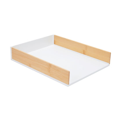 Bamboo and Plastic Desk Tray - White