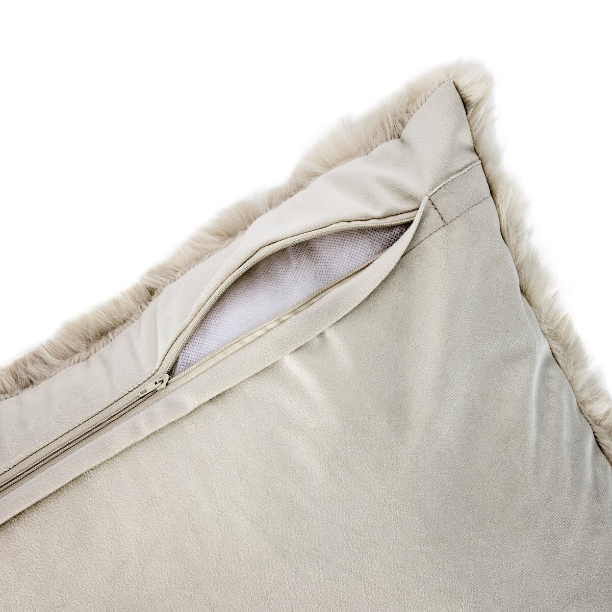 60cm Wave Faux Fur Cushion - Taupe